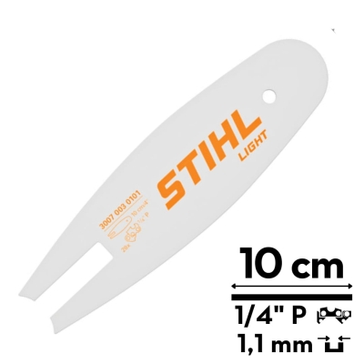 Prowadnica STIHL Rollomatic Light o długości 10 cm, podziałka 1/4" P, szerokość 1,1 mm do GTA 26