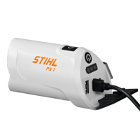 Ładowarka Powerbank STIHL PS 1 z portem USB-A, USB-C, złączem DC i funkcją latarki - z podłączonym kablem