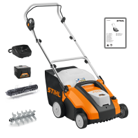 Wertykulator aerator akumulatorowy STIHL RLA 240, szerokość robocza 34 cm, z koszem 50 l,  zestaw z AK 30 i AL 101