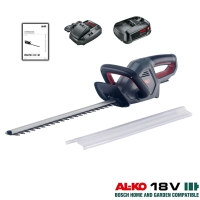 alko nozyce akumulatorowe do zywplotu ht1845 18v comfort, listwa tnaca 45 cm z akumulatorem alko b50 2,5ah i ladowarka alko c50 3a w zestawie.jpg