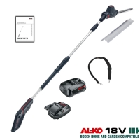 Nożyce akumulatorowe do żywopłotu na wysięgniku AL-KO HTA 1845 18 V Comfort, listwa tnąca 45 cm, z akumulatorem 2,5 Ah i ładowarką