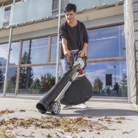 alko lbv 4090 36v odkurzacz akumulatorowy z funkcja dmuchawy i workiem 40 l bez akumulatora i ladowarki odkurzanie lisci przed budynkiem.jpg