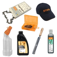 stihl zestaw akcesoriow pakiet na start do pilarki ms172, ms182, ms212, ms231, ms251, lancuch 35cm 38p 1,3mm, pilnik z prowadnikiem 4,0mm, butelka 1l, olej hp super 100ml, olej forestplus 1l, czapka z daszkiem, pudelko na lancuch.jpg