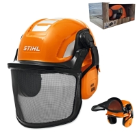 stihl helm kask  zabawka, zabawkowy kask ochronny dla dzieci, zabawka kask z opuszczanym wizjerem i regulowanymi nausznikami.jpg