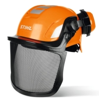 stihl helm kask  zabawka, zabawkowy kask ochronny dla dzieci, zabawka kask z opuszczana przylbica i regulowanymi nausznikami podniesione nauszniki.jpg
