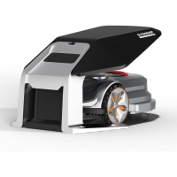 sunseeker elite garaz zadaszenie stacji ladujacej do robotow koszacych sunseeker elite x5, x5i, x7, x7i, x7plus, x7iplus z robotem wewnatrz widok z boku.jpg