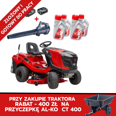 Traktor ogrodowy AL-KO T 18-103,4 HD-A V2 Comfort w zestawie z dmuchawą AL-KO LB 1860