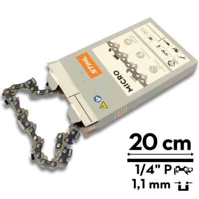 Łańcuch STIHL półdłuto, podziałka 1/4" P,  PM3, szerokość 1,1 mm, 44 ogniwa, 20 cm