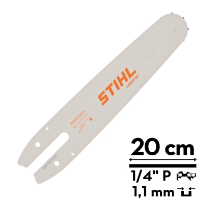 Prowadnica STIHL Light 01 o długości 20 cm, podziałka 1/4" P, szerokość 1,1 mm do HTA 30